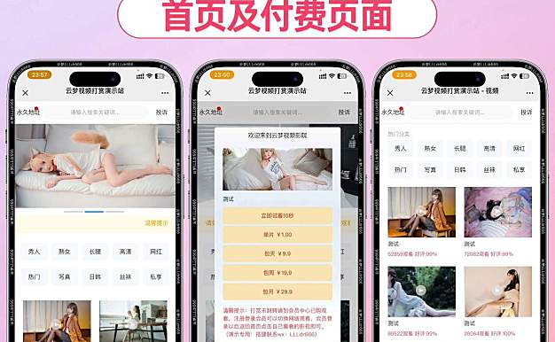 视频/写真打赏/付费观看系统源码