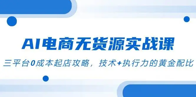 （14982期）AI电商无货源实战课，三平台0成本起店攻略，技术+执行力的黄金配比