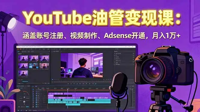 （15987期）2025YouTube油管变现课：涵盖账号注册、视频制作、Adsense开通，月入1万+