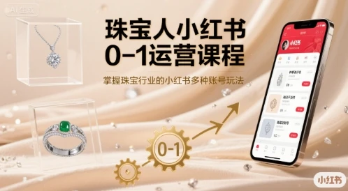 珠宝人小红书0-1运营课程，掌握珠宝行业的小红书多种账号玩法