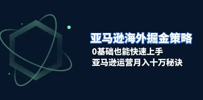 (13644期)亚马逊海外掘金策略,0基础也能快速上手,亚马逊运营月入十万秘诀
