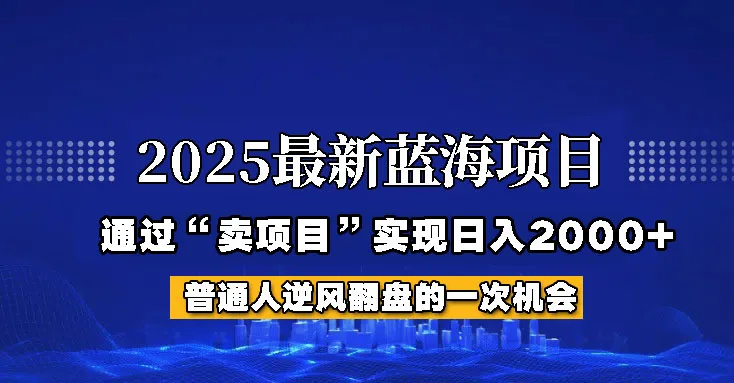 2025年蓝海项目,如何通过“网创项目”日入2000+