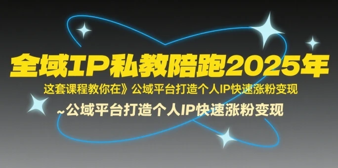 全域IP私教陪跑2025年，这套课程教你在公域平台打造个人IP快速涨粉变现