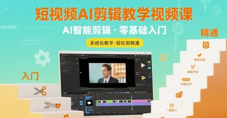 短视频AI剪辑教学视频课，入门到精通