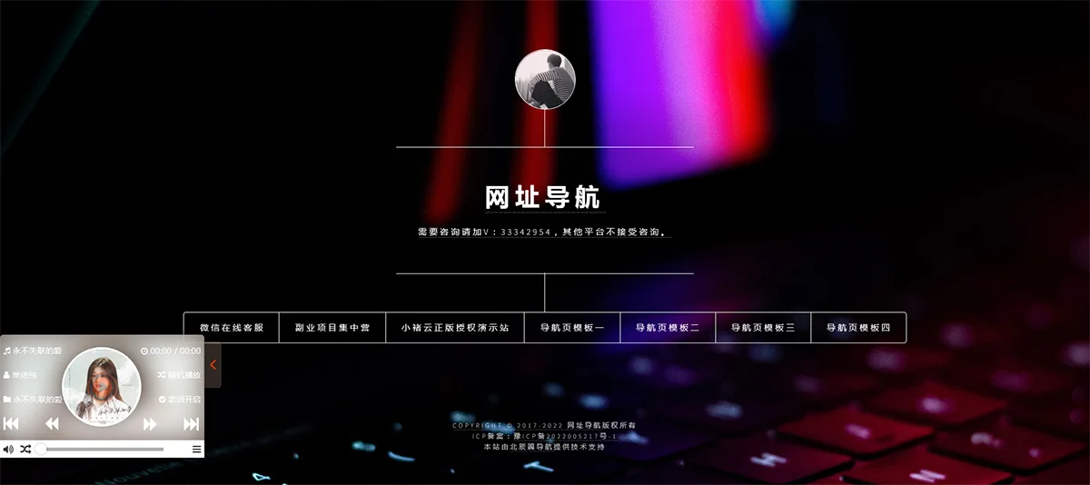 好看的导航引导页网站模板 带音乐特效和防红功能