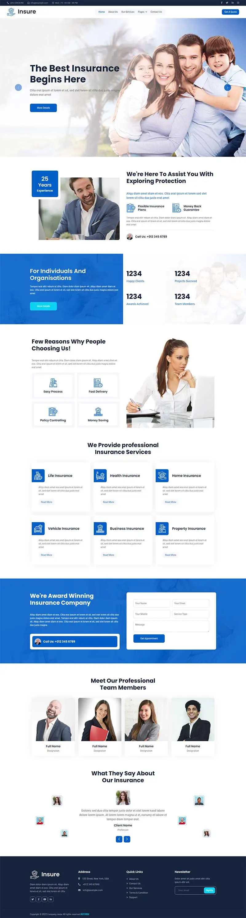 保险服务公司html5网站模板