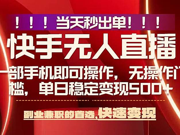 （15733期）当天秒出单，无人直播最新技术，0风控，轻松日入500+