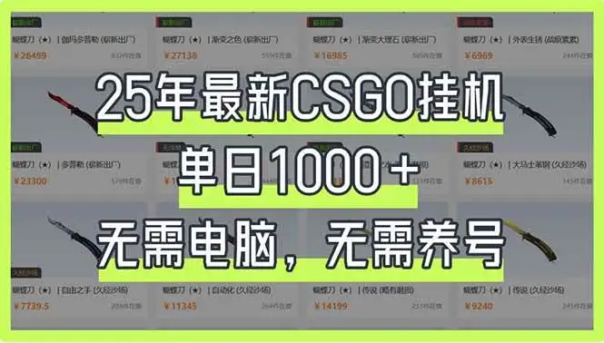 （14178期）25年最新CSGO挂机系统，单日1000+，无需电脑，无需养号，0基础可上手