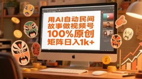 用AI自动民间故事做视频号，100%原创，矩阵日入1k+