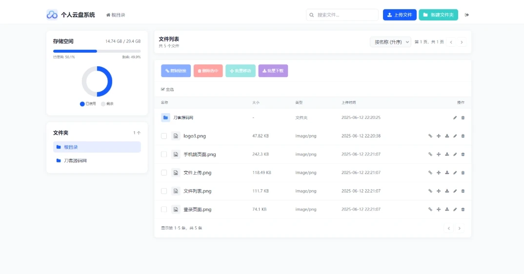 全新轻量化个人云盘系统源码 云盘存储系统源码PC+H5自适应