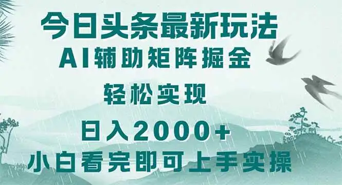 (14255期)今日头条2025最新玩法,思路简单,复制粘贴,轻松实现矩阵日入2000+