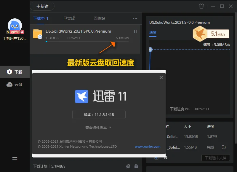 迅雷11 v12.1.9.2872绿色精简版