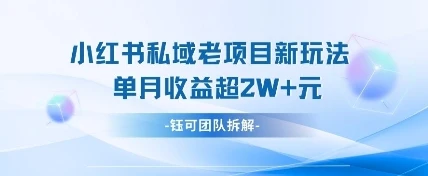 小红书私域项目新玩法，单月变现过W+