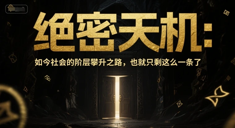 付费文章:绝密天机:如今社会的阶层攀升之路,也就只剩这么一条了