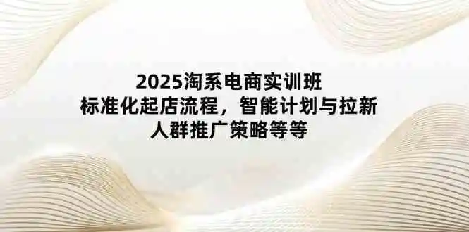 2025淘系电商实训班:标准化起店流程,智能计划与拉新,人群推广策略等等