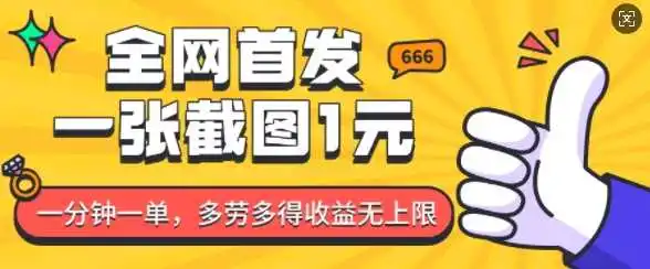 全网首发,一张截图1块钱,一分钟一单,多劳多得,收益无上限