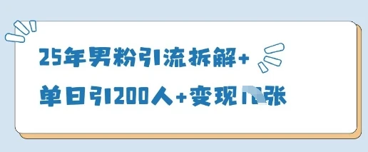 25年男粉引流拆解+单日引200人+变现多张