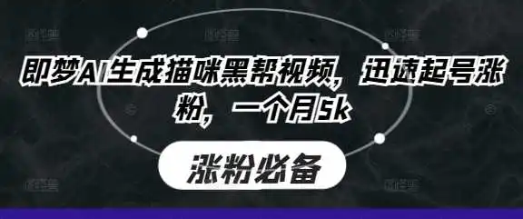 即梦AI生成猫咪黑帮视频，迅速起号涨粉，一个月5k