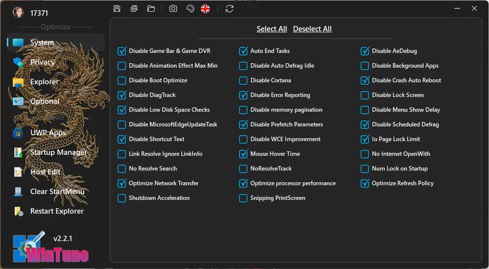 WinTune系统优化工具v2.2.1绿色版