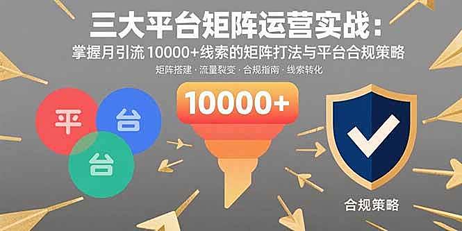 （15841期）三大平台矩阵运营实战：掌握月引流10000+线索的矩阵打法与平台合规策略