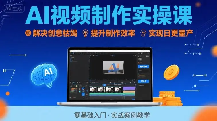 Ai视频制作实操课，解决创意枯竭、效率低下痛点，实现日更量产可持续变现