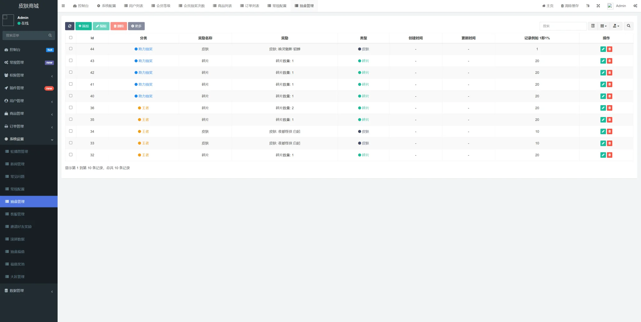 王者荣耀皮肤盲盒抽奖系统 二开运营版