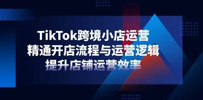 （14369期）TikTok跨境小店运营，精通开店流程与运营逻辑，提升店铺运营效率