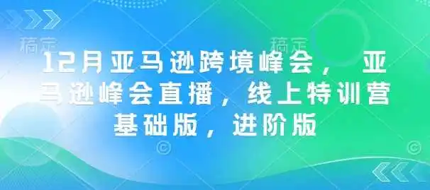 12月亚马逊跨境峰会， 亚马逊峰会直播，线上特训营基础版，进阶版
