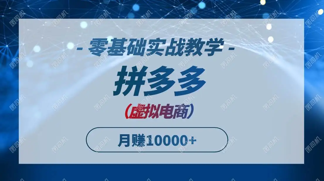 (14880期)拼多多虚拟电商,零基础实战教学,快速打爆商品,新手也能月入10000+
