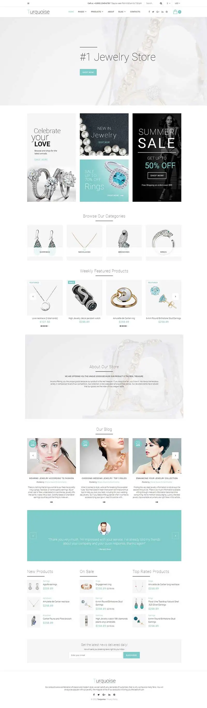 高端洁白首饰饰品珠宝网站html模板