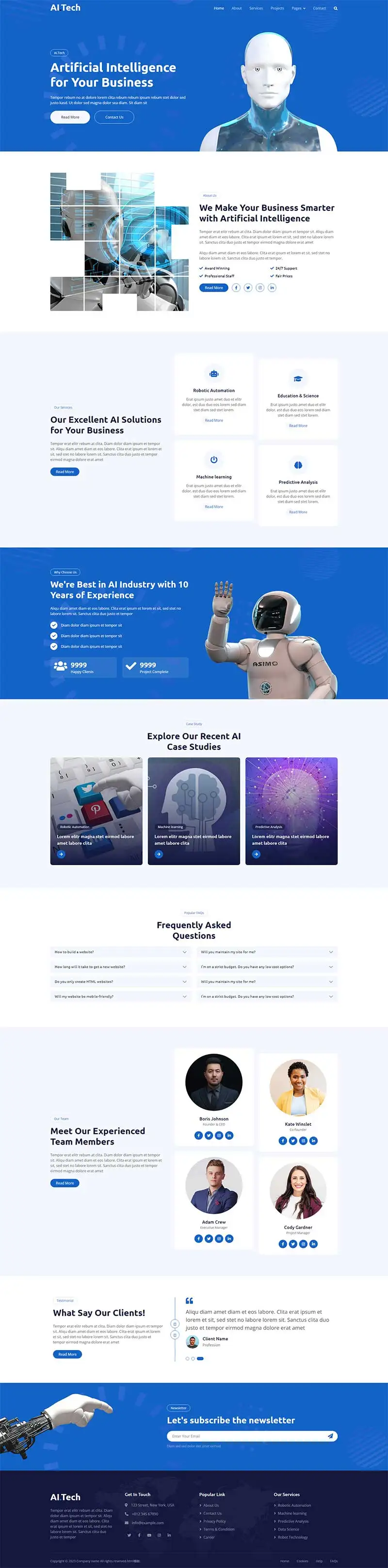 蓝色人工智能科技公司html5模板