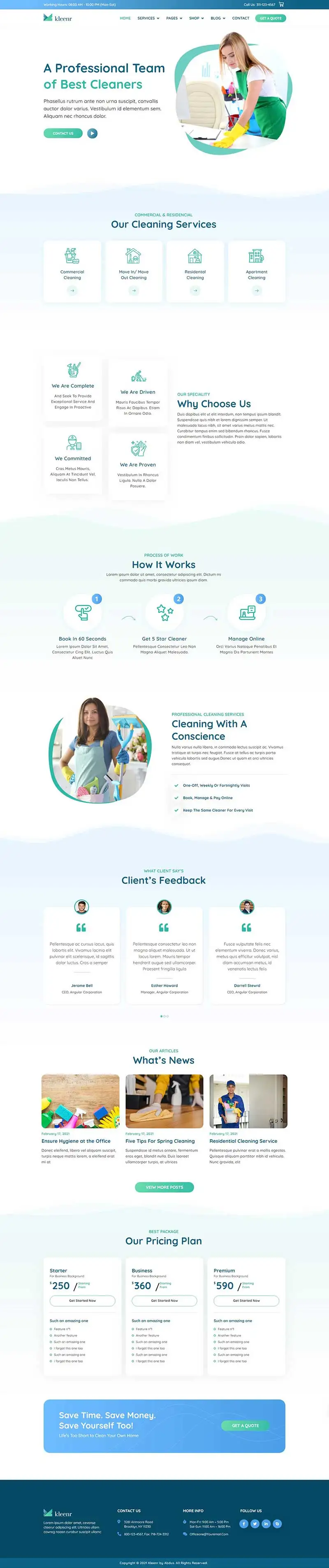 绿色清洁打扫家政服务公司html模板