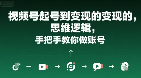 视频号起号到变现的思维逻辑，手把手教你做账号