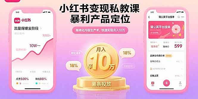 （15859期）小红书变现私教课，暴利产品定位，高转化内容生产术，快速实现月入10万