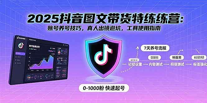 （15861期）2025抖音图文带货特练营：账号养号技巧，真人出镜避坑，工具使用指南