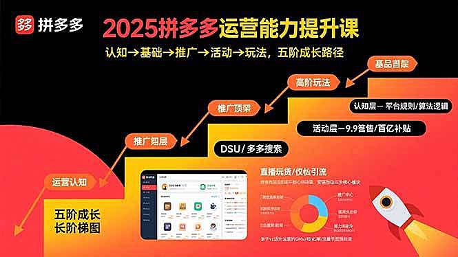 （15826期）2025拼多多运营能力提升课：认知→基础→推广→活动→玩法，五阶成长路径