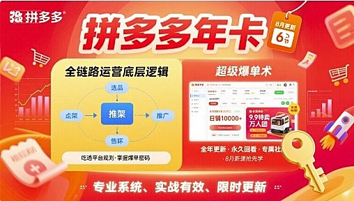 拼多多年卡【8月更新6节】拼多多全链路运营底层逻辑，超级爆单术
