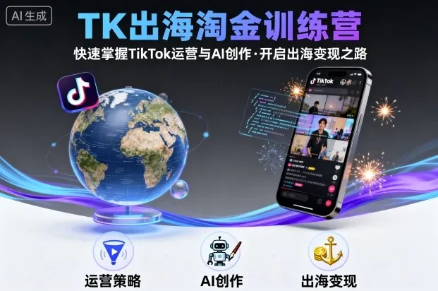 TK出海淘金训练营,助你快速掌握TikTok运营与AI创作,开启出海变现之路