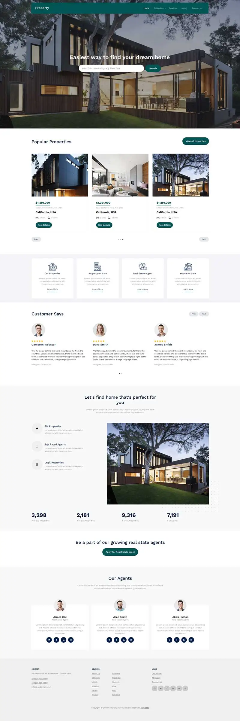 房屋别墅交易地产商html网站模板