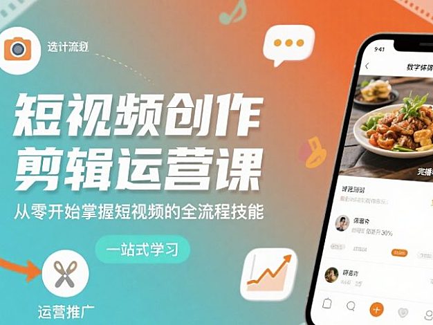 短视频创作剪辑运营课，从零开始掌握短视频的全流程技能