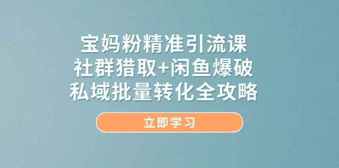 (14820期)宝妈粉精准引流课,社群猎取+闲鱼爆破,私域批量转化全攻略