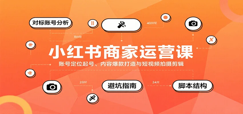 小红书商家运营课,账号定位起号、内容爆款打造与短视频拍摄剪辑