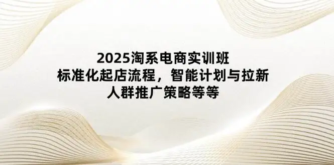 （14522期）2025淘系电商实训班：标准化起店流程，智能计划与拉新，人群推广策略等等