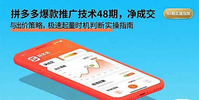 （15830期）拼多多爆款推广技术48期，净成交与出价策略，极速起量时机判断实操指南