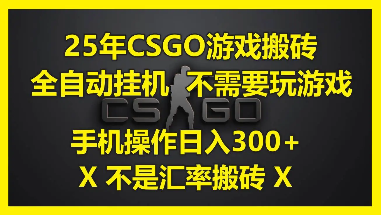 (14902期)25年CSGO游戏搬砖,全自动挂机,不需要玩游戏,手机操作日入300+。(不…
