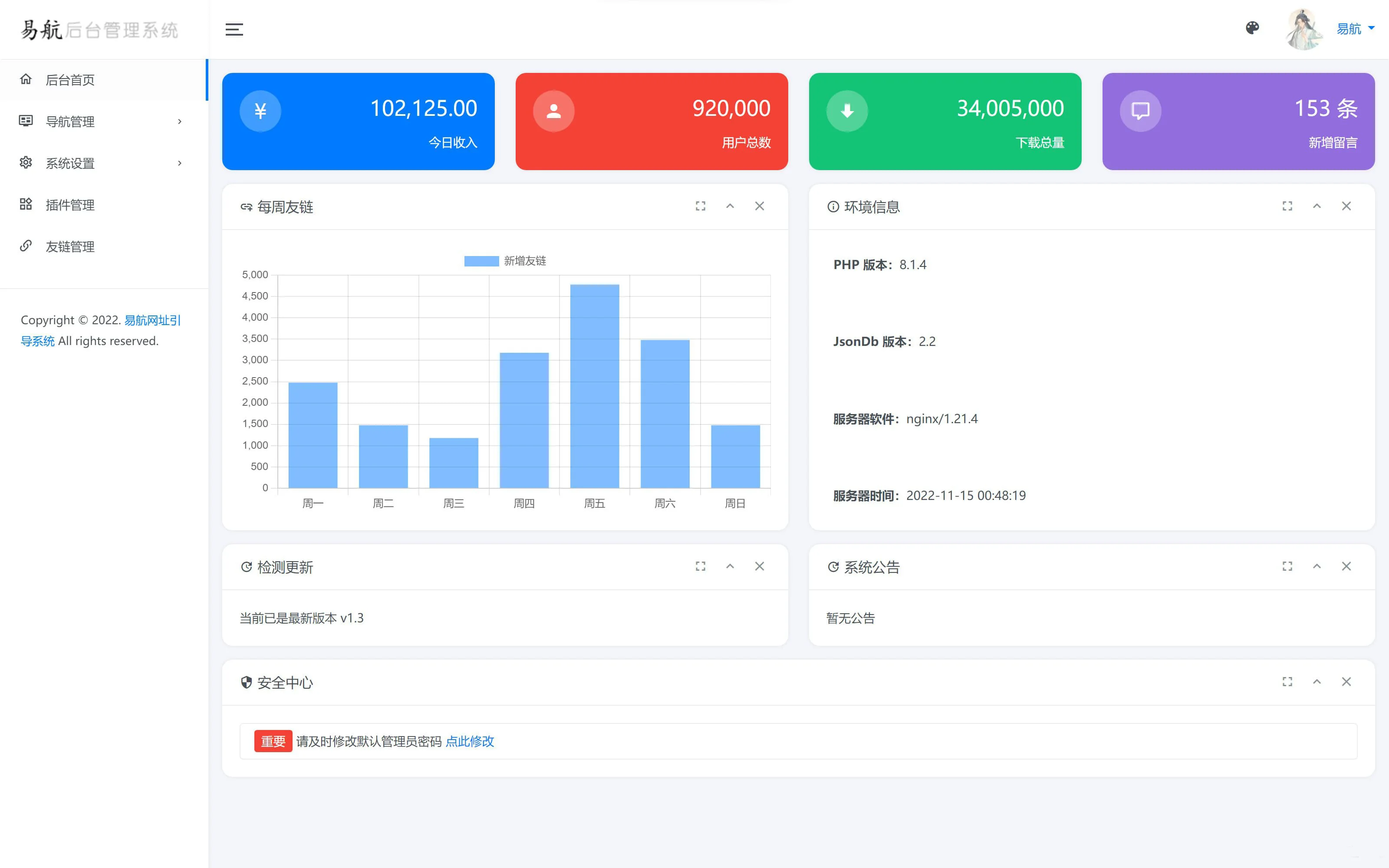 光年V5网址导航模板 多主题可选 无后门开心版