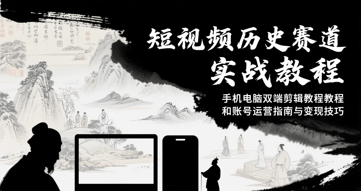 短视频历史赛道实战教程,手机电脑双端剪辑教程和账号运营指南与变现技巧