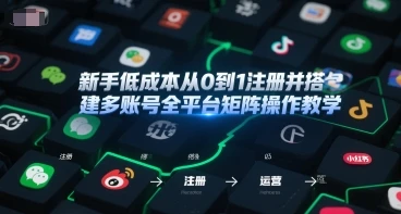 新手低成本从0到1注册并搭建多账号全平台矩阵操作教学，手机号-邮箱-IP-工具