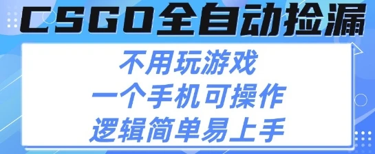 CSGO自动捡漏项目，最新独家玩法，不用挂G不用玩游戏，一个手机即可操作，新手小白轻松月入1W+【揭秘】