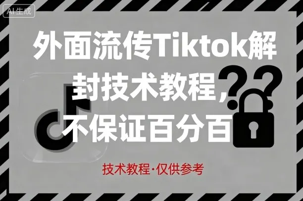 外面流传Tiktok解封技术教程，不保证百分百，具体自测